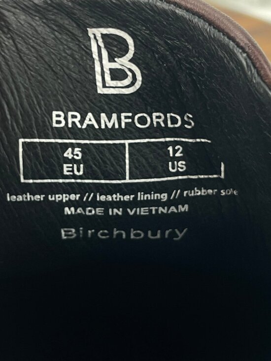 Birchbury Bramfords Mens 12 Brown Black Pebbled Leather Slip On Casual Shoes